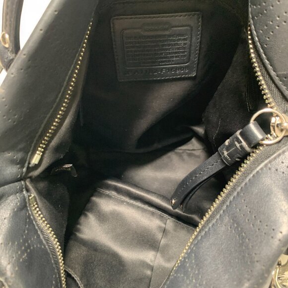 Brooke Perforated Leather Convertible Hobo Shoulder Bag Black 13" x 12" #16908 - Picture 10 of 11